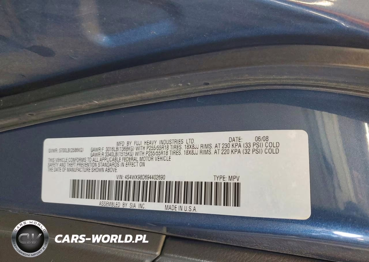 2009 Subaru Tribeca Limited VIN:4S4WX98D694402690 - 12