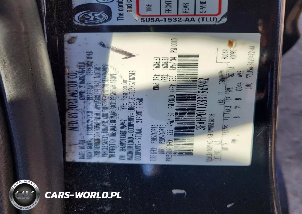 2008 Ford Fusion Se VIN:3FAHP011X8R196942 - 13