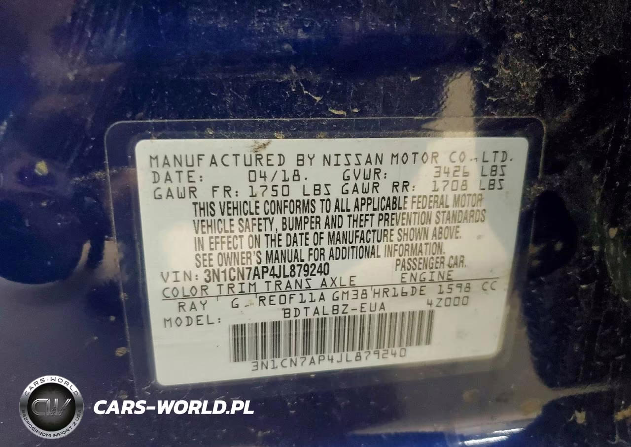 2018 Nissan Versa Sv VIN:3N1CN7AP4JL879240 - 12