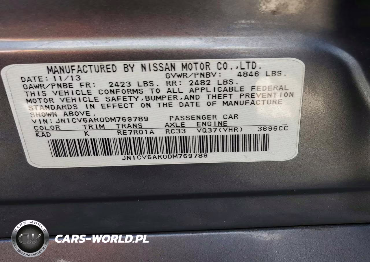 2013 Infi G37 Sedan VIN:JN1CV6AR0DM769789 - 13