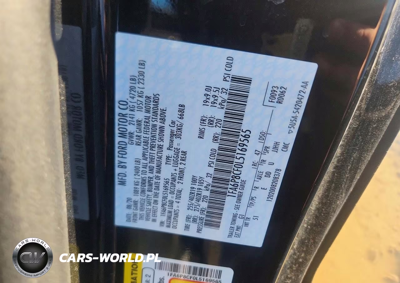 2020 Ford Mustang Gt VIN:1FA6P8CF0L5169565 - 12