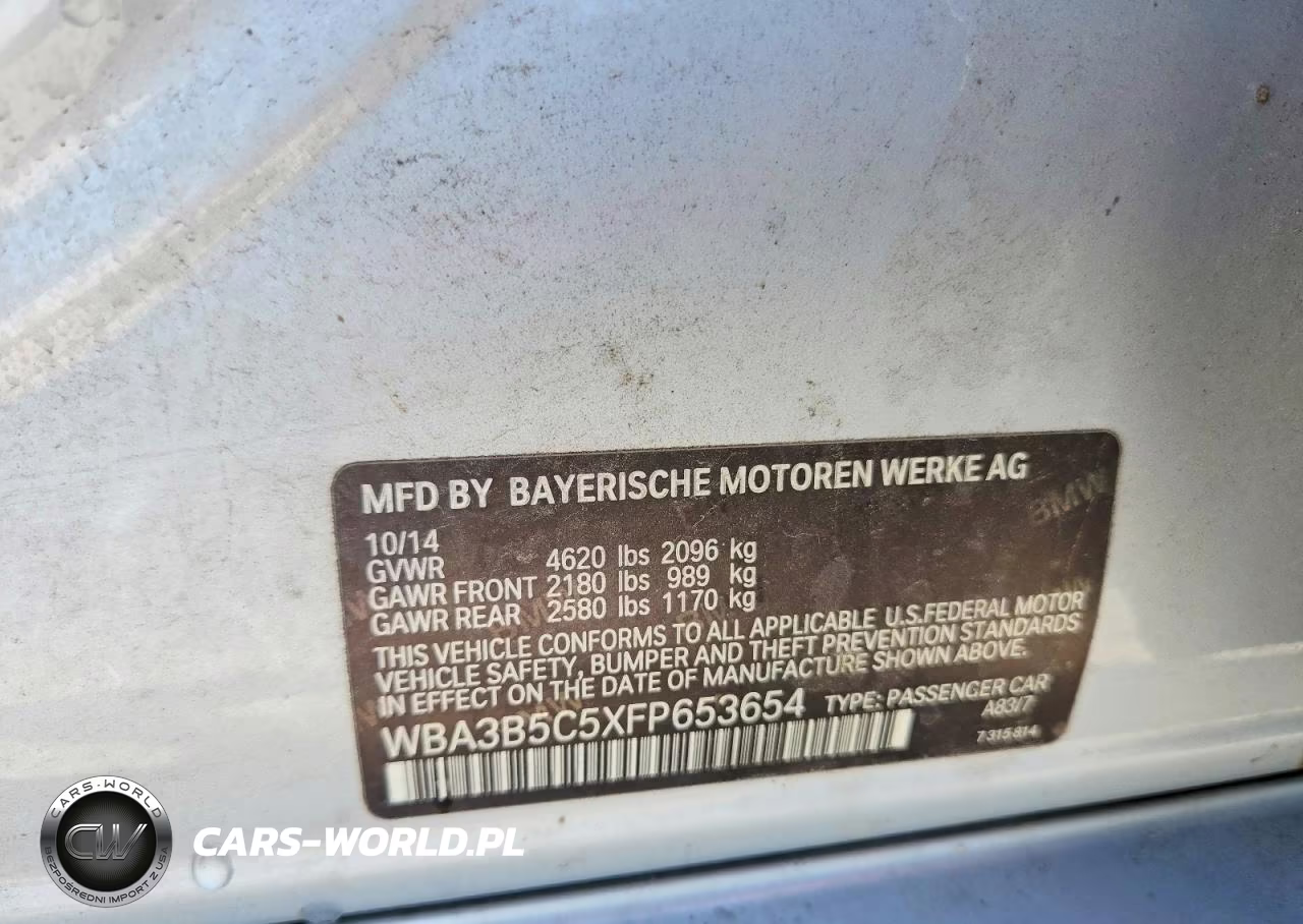2015 BMW 3 Series 3 VIN:WBA3B5C5XFP653654 - 12
