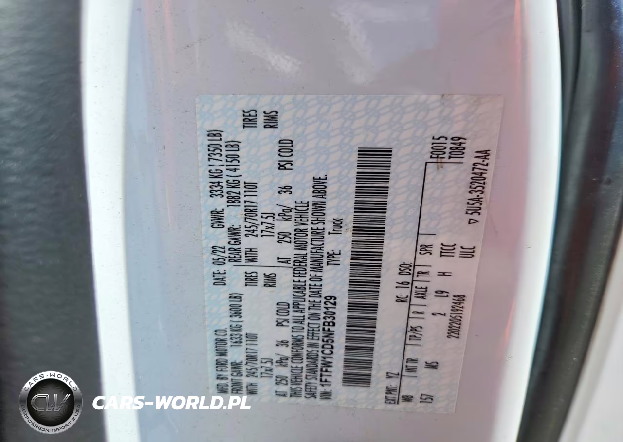 2022 Ford F150 Super VIN:1FTFW1CD5NFB30129 - 13