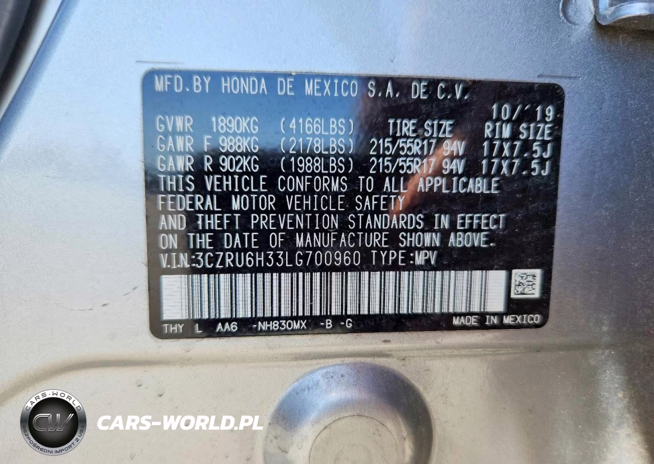 2020 Honda Hr-V Lx VIN:3CZRU6H33LG700960 - 13
