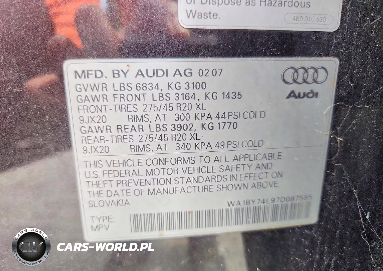 2007 Audi Q7 3.6 Quattro Premium VIN:WA1BY74L97D087585 - 13