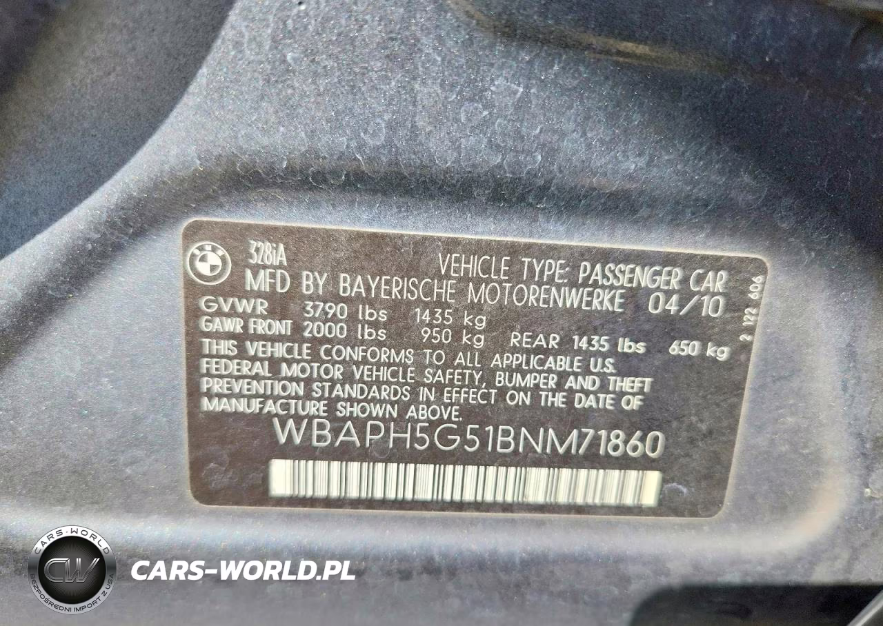 2011 BMW 328 I Sulev VIN:WBAPH5G51BNM71860 - 12