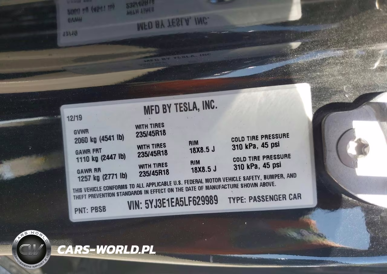 2020 Tesla Model 3 VIN:5YJ3E1EA5LF629989 - 13