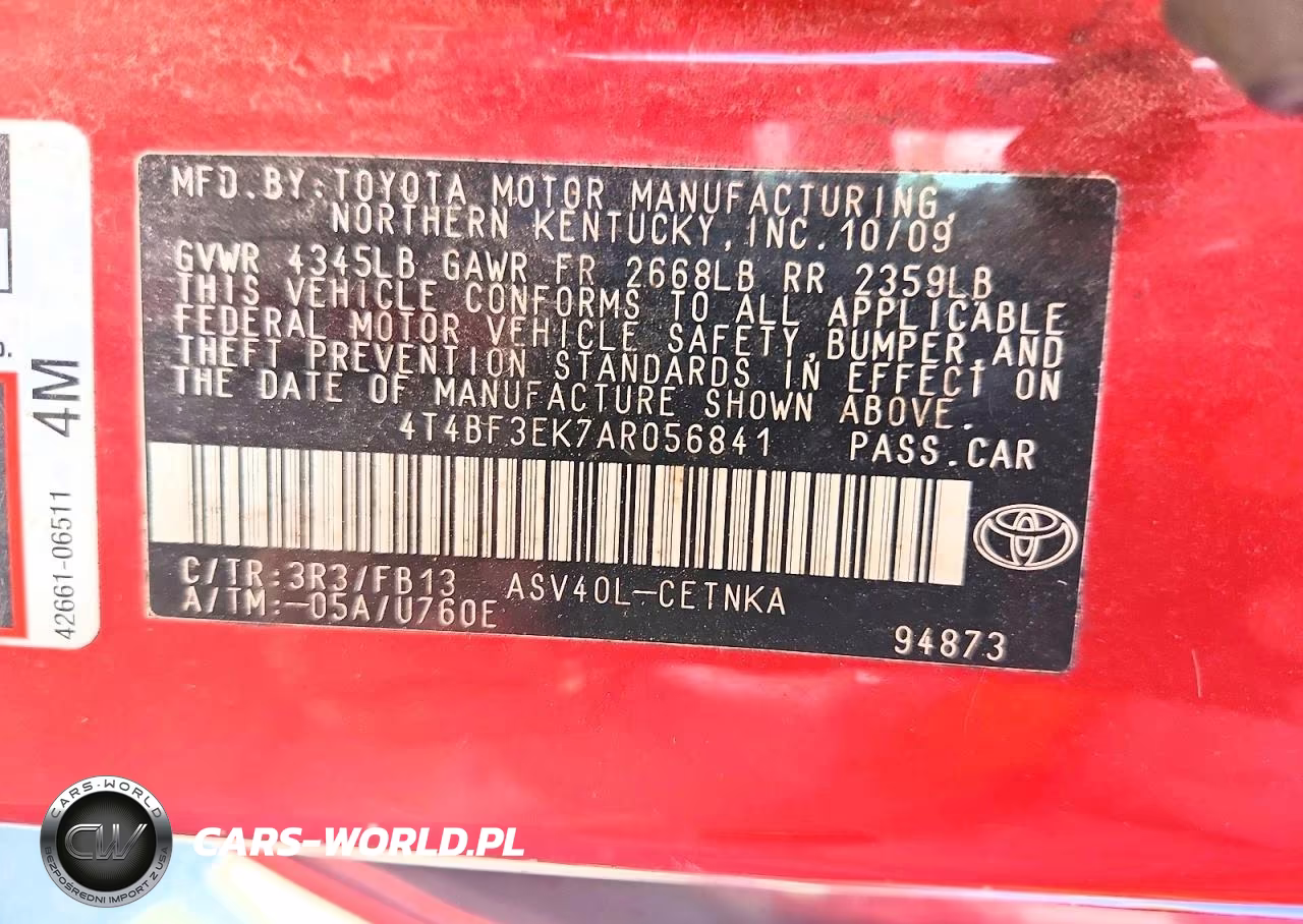 2010 Toyota Camry Le VIN:4T4BF3EK7AR056841 - 13