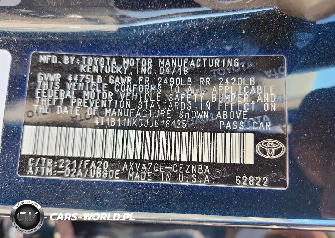 2018 Toyota Camry Le VIN:4T1B11HK0JU618135 - 12