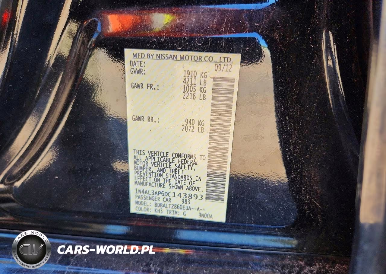 2013 Nissan Altima 2.5 VIN:1N4AL3AP6DC143893 - 12