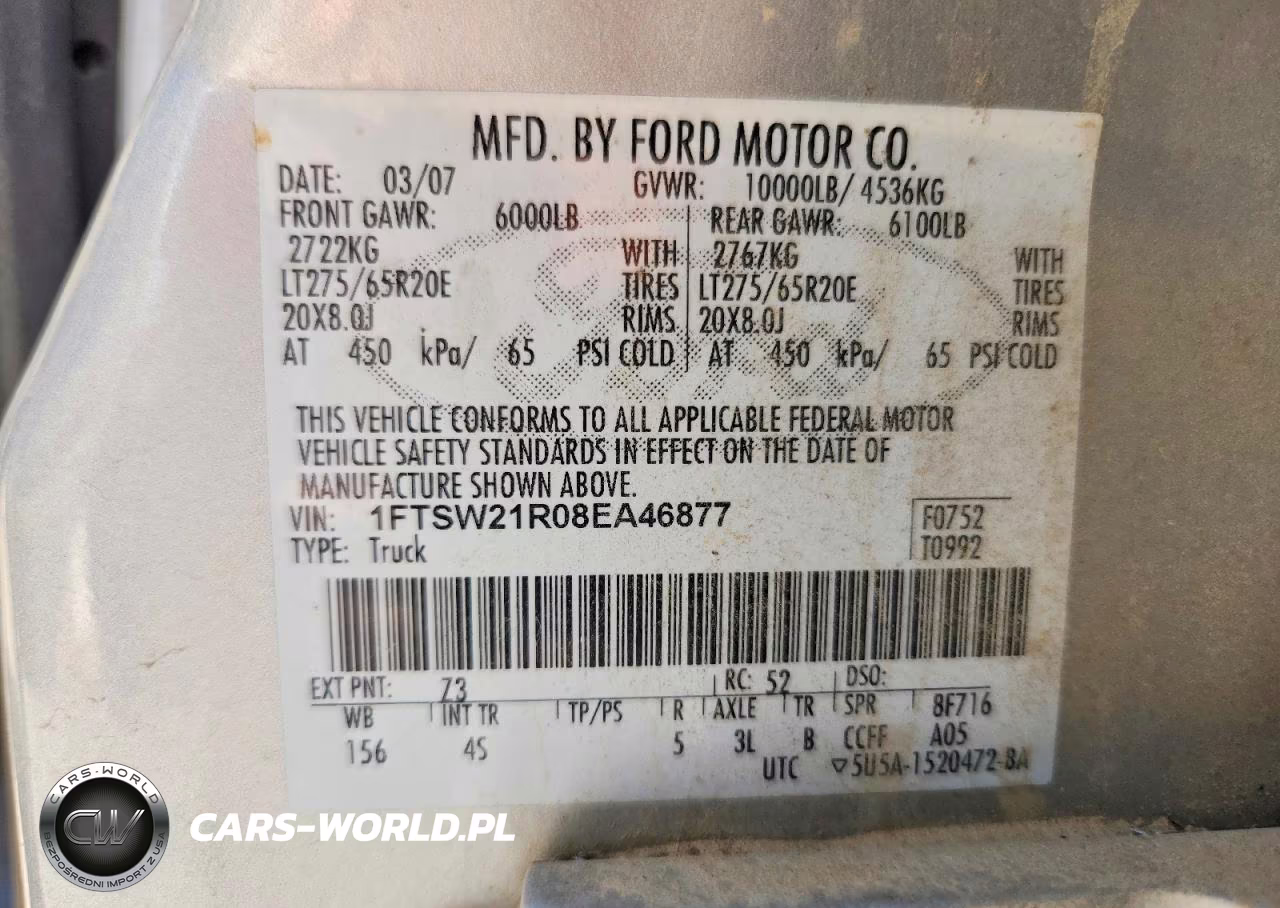 2008 Ford F250 Super Duty VIN:1FTSW21R08EA46877 - 12