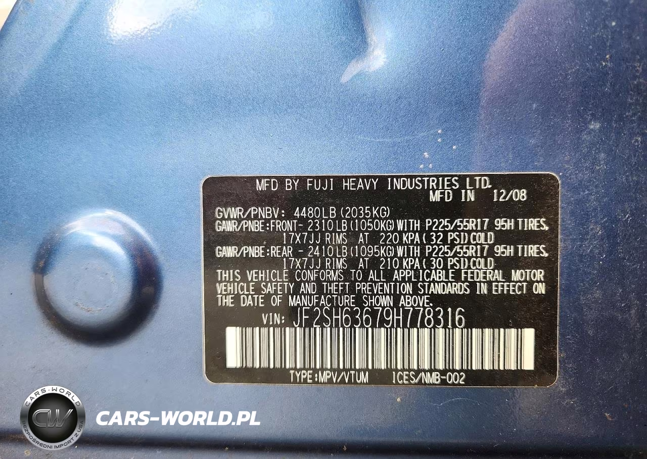 2009 Subaru Forester 2.5X Premium VIN:JF2SH63679H778316 - 12
