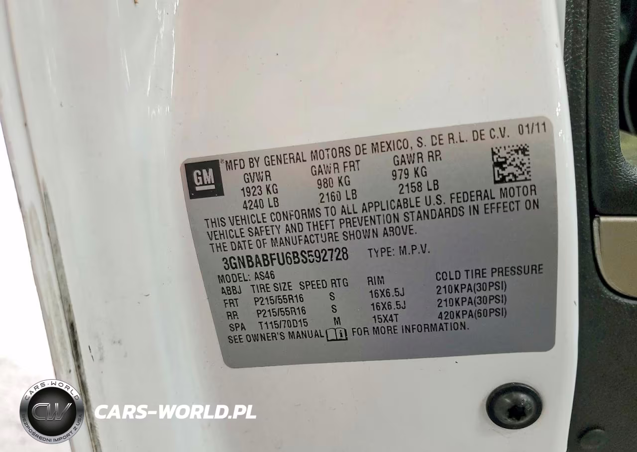 2011 Chevrolet Hhr Lt VIN:3GNBABFU6BS592728 - 12