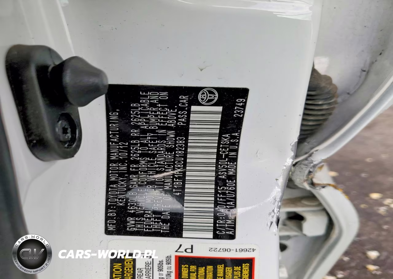 2012 Toyota Camry Se VIN:4T1BF1FK8CU182383 - 12