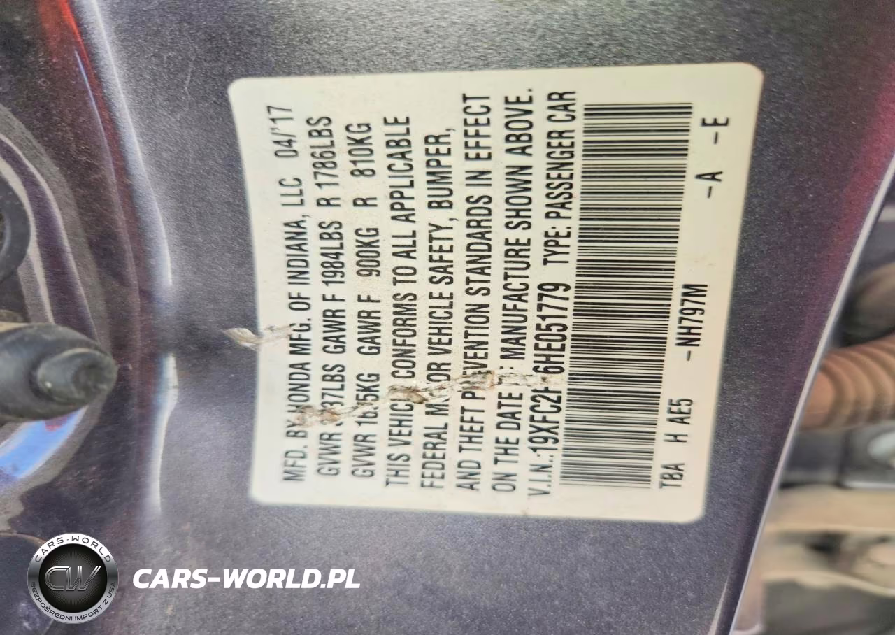 2017 Honda Civic Ex VIN:19XFC2F76HE051779 - 12