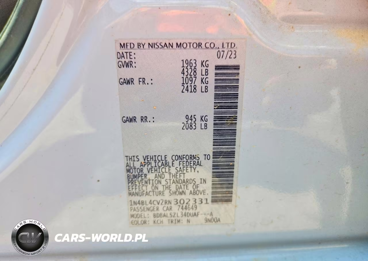 2024 Nissan Altima Sr VIN:1N4BL4CV2RN302331 - 13