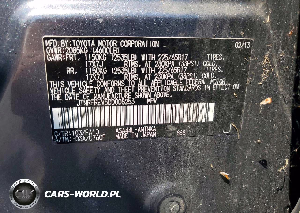 2013 Toyota Rav4 Xle VIN:JTMRFREV5DD008253 - 12