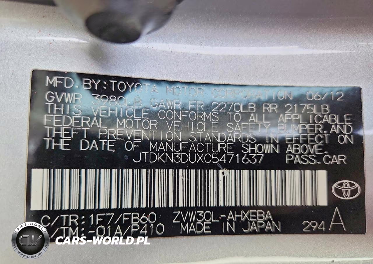 2012 Toyota Prius Three VIN:JTDKN3DUXC5471637 - 12