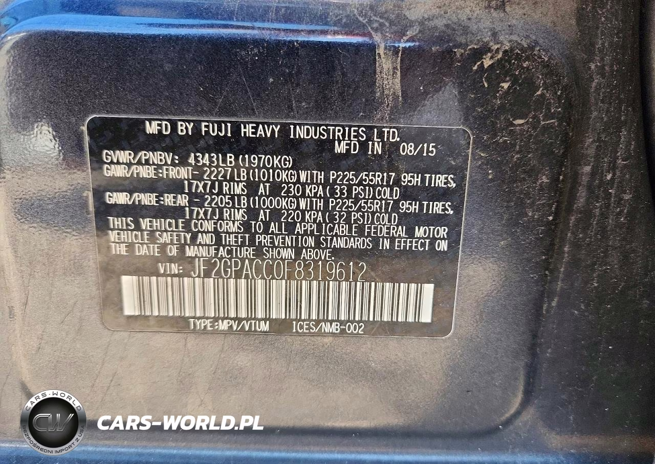 2015 Subaru Xv Crosstrek 2.0 Premium VIN:JF2GPACC0F8319612 - 12