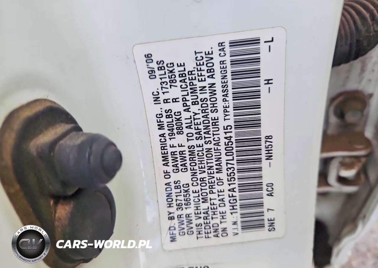 2007 Honda Civic Lx VIN:1HGFA15537L005415 - 12
