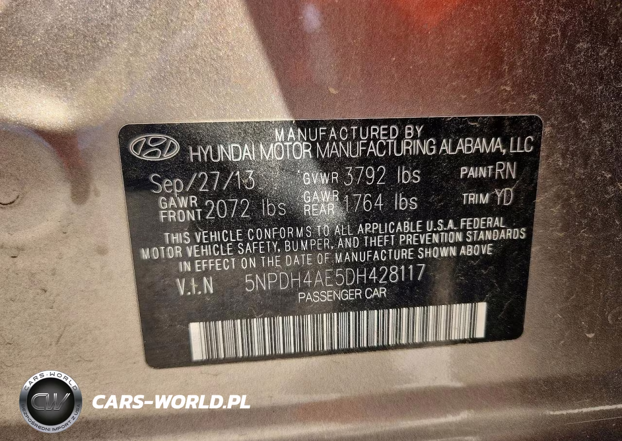 2013 Hyundai Elantra Gls VIN:5NPDH4AE5DH428117 - 12