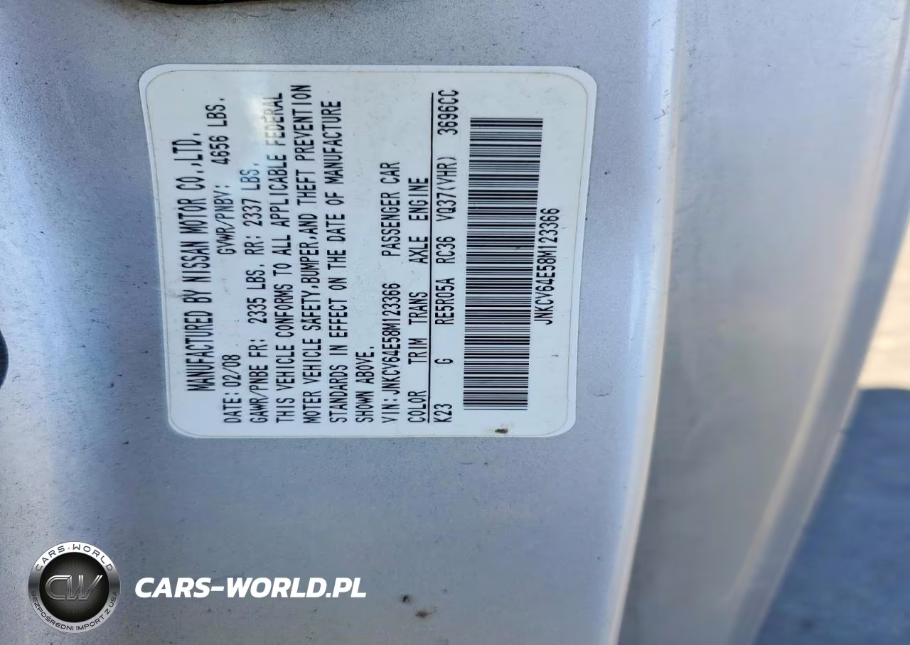2008 Infiniti G37 Base VIN:JNKCV64E58M123366 - 13