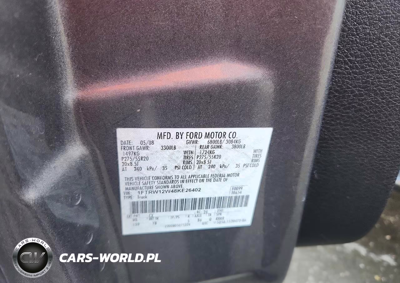 2008 Ford F150 Supercrew VIN:1FTRW12W48KE26402 - 12