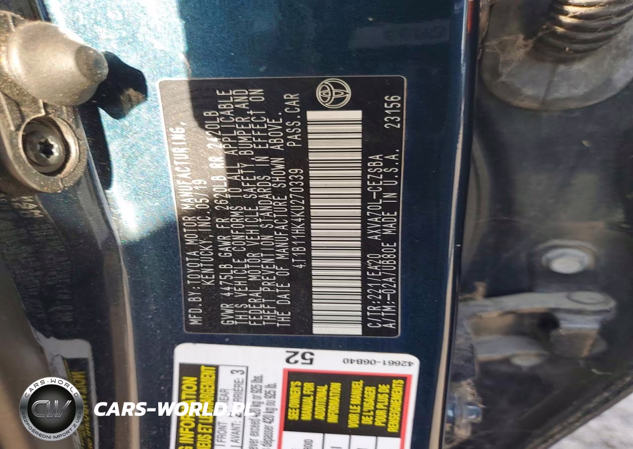 2019 Toyota Camry Se VIN:4T1B11HK4KU270339 - 12