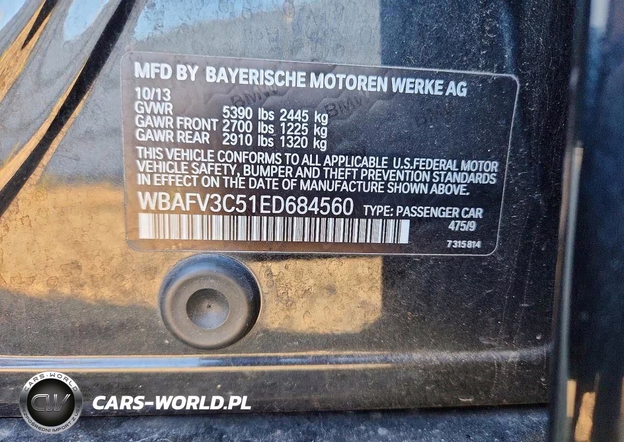 2014 BMW 535 D xDrive VIN:WBAFV3C51ED684560 - 13