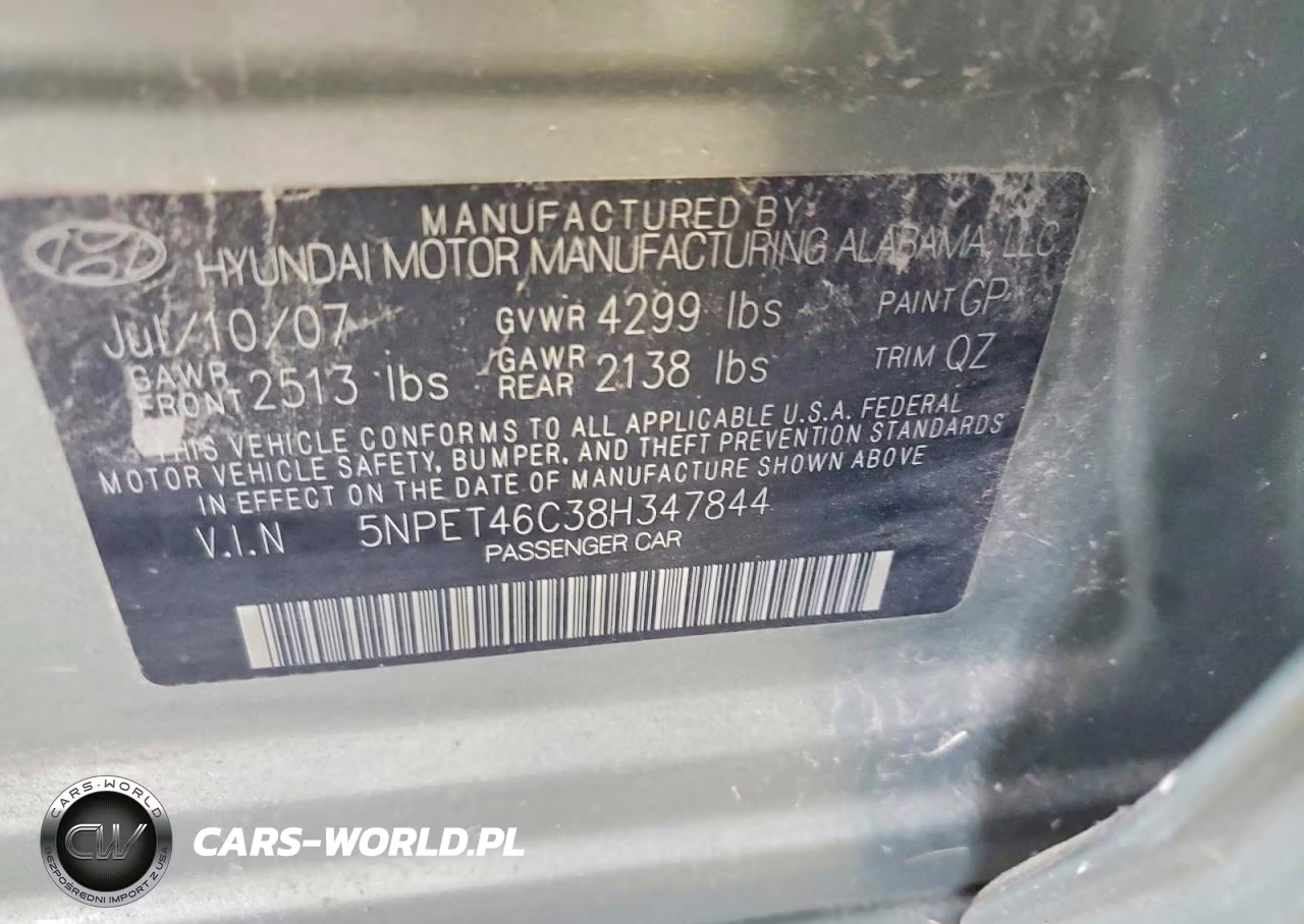 2008 Hyundai Sonata Gls VIN:5NPET46C38H347844 - 12