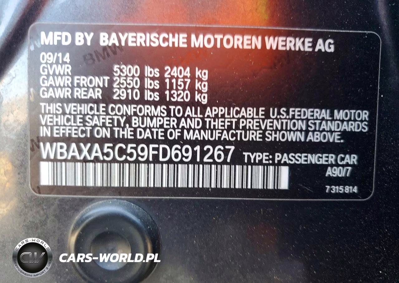 2015 BMW 535 D VIN:WBAXA5C59FD691267 - 12