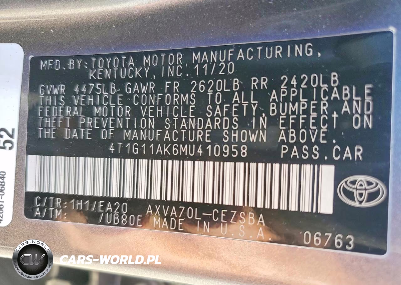 2021 Toyota Camry Se VIN:4T1G11AK6MU410958 - 12