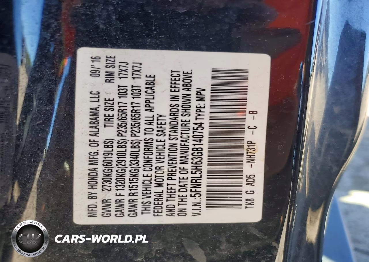 2016 Honda Odyssey Exl VIN:5FNRL5H63GB140754 - 13
