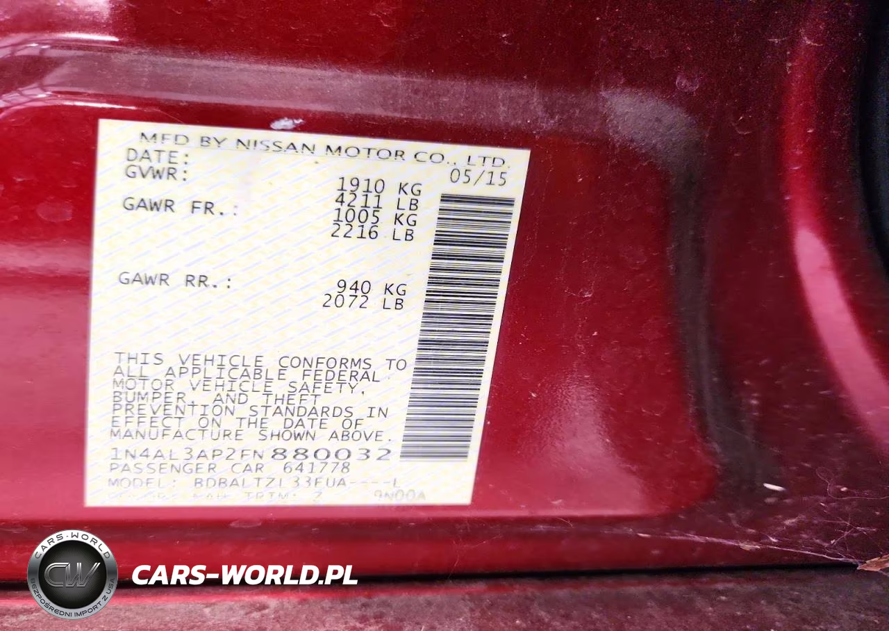 2015 Nissan Altima 2.5 Sl VIN:1N4AL3AP2FN880032 - 12