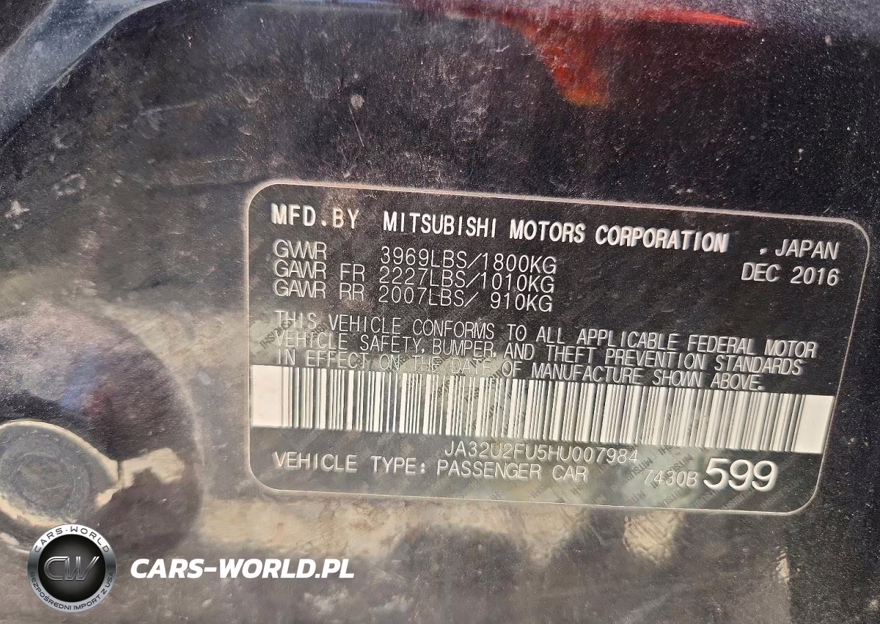 2017 Mitsubishi Lancer Es VIN:JA32U2FU5HU007984 - 12