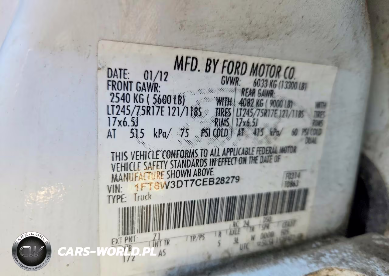 2012 Ford F350 Super Duty VIN:1FT8W3DT7CEB28279 - 12