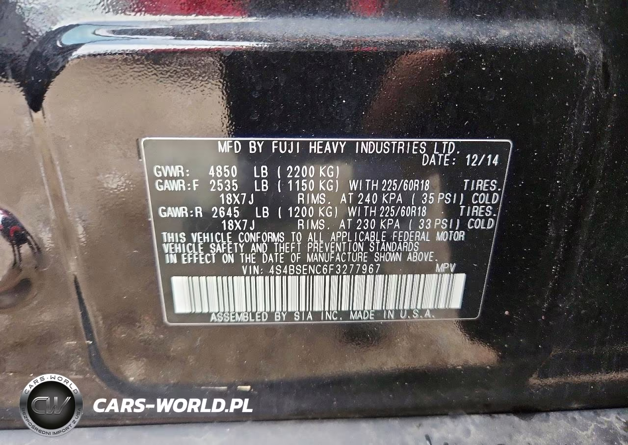 2015 Subaru Outback 3.6R Limited VIN:4S4BSENC6F3277967 - 12