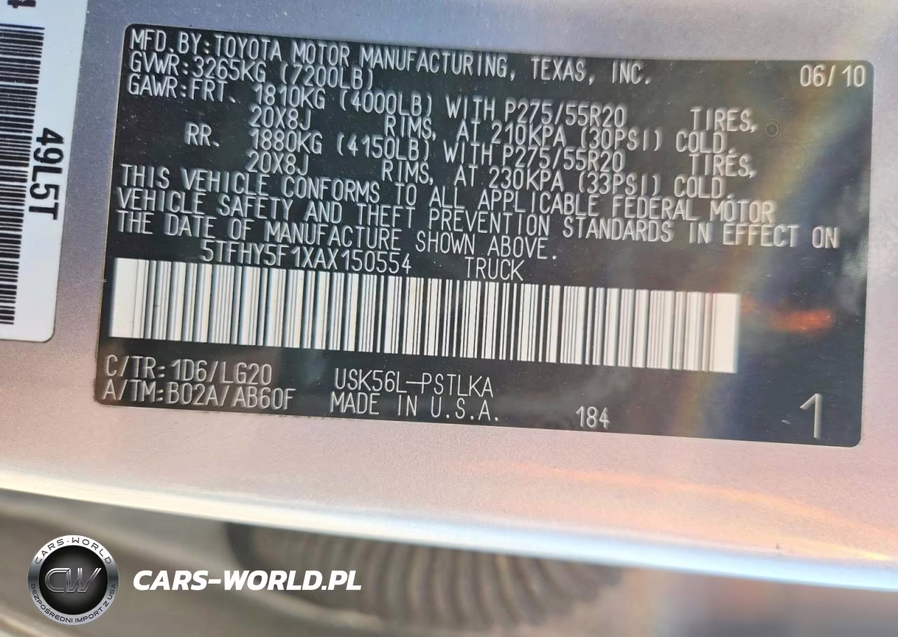 2010 Toyota Tundra Crewmax Limited VIN:5TFHY5F1XAX150554 - 12