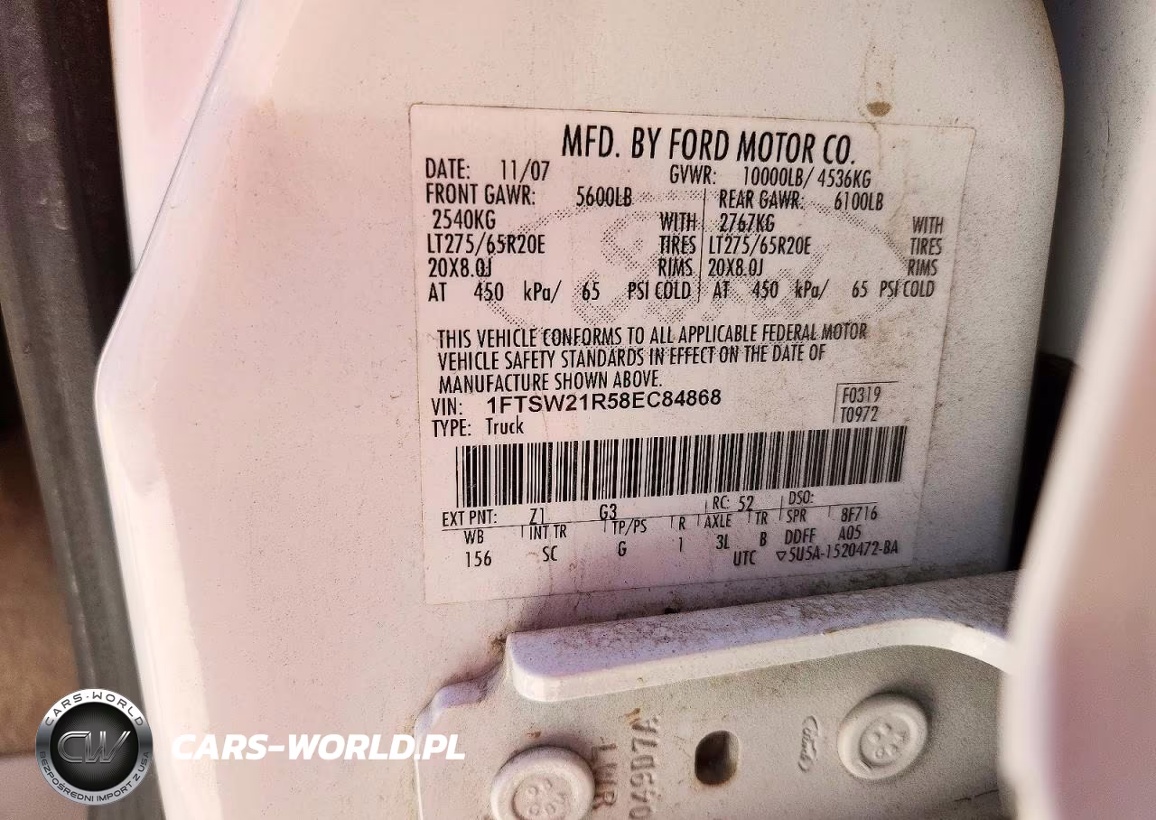 2008 Ford F250 Super Duty VIN:1FTSW21R58EC84868 - 12