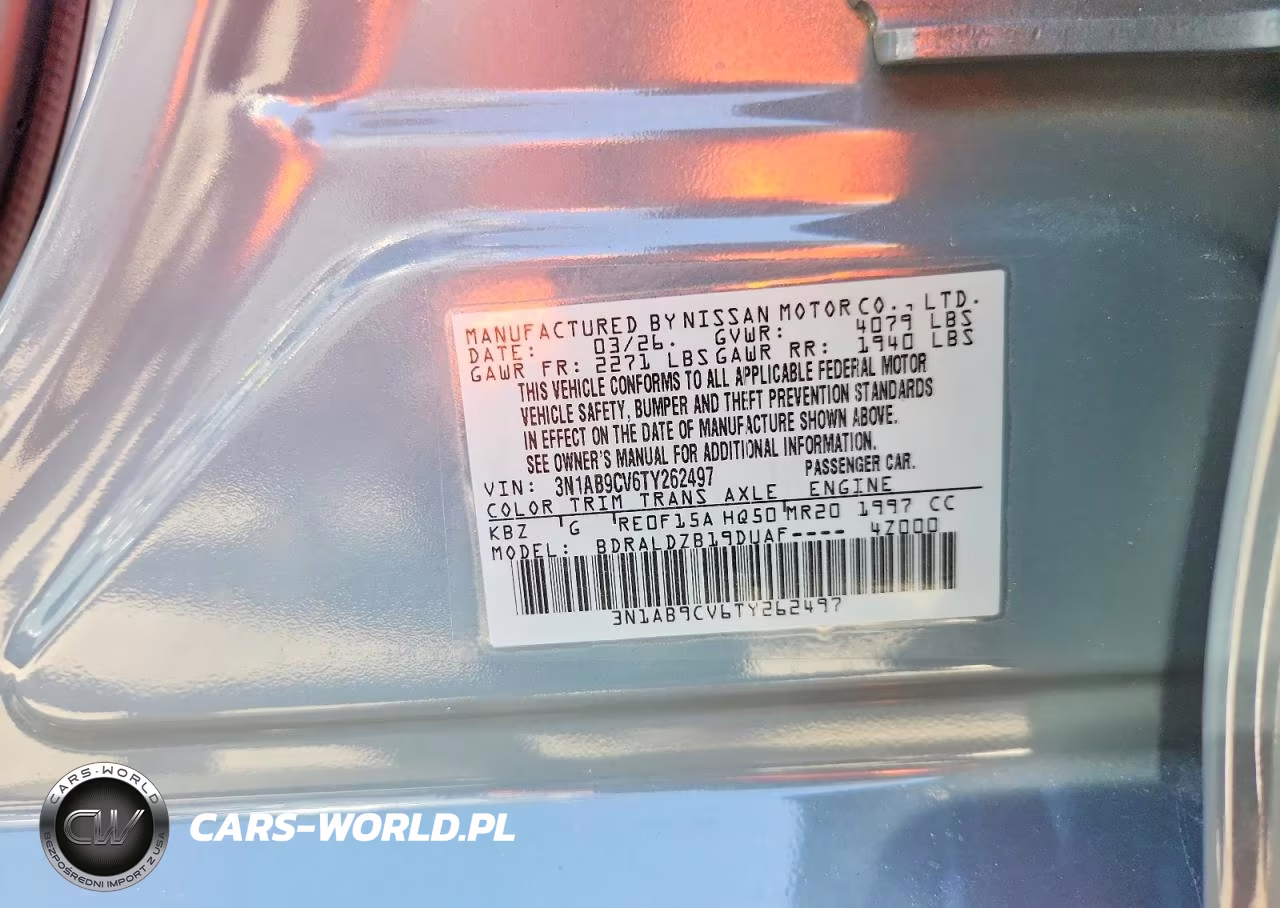 2026 Nissan Sentra Sv VIN:3N1AB9CV6TY262497 - 13