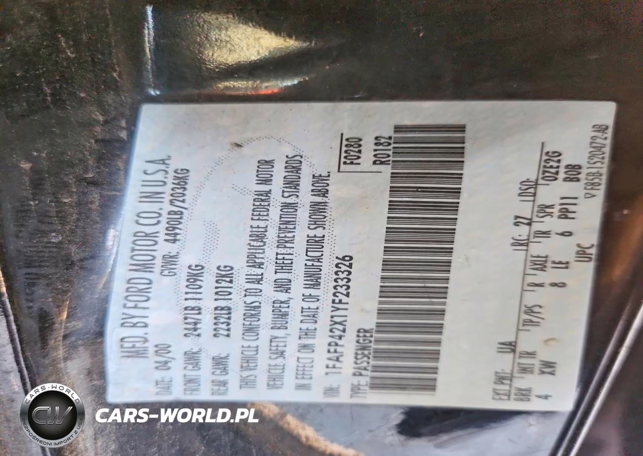 2000 Ford Mustang Gt VIN:1FAFP42X1YF233326 - 12