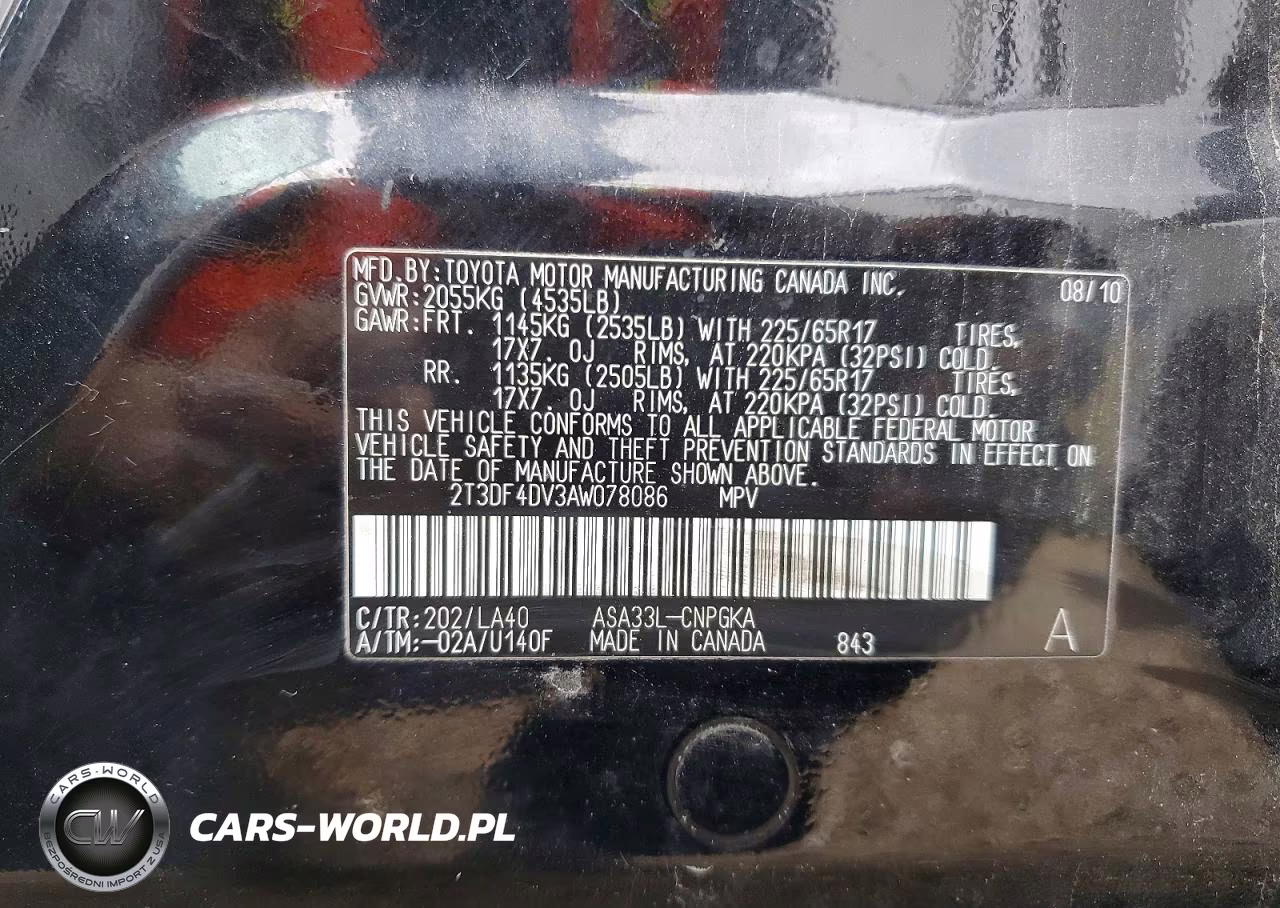 2010 Toyota Rav4 Limited VIN:2T3DF4DV3AW078086 - 13