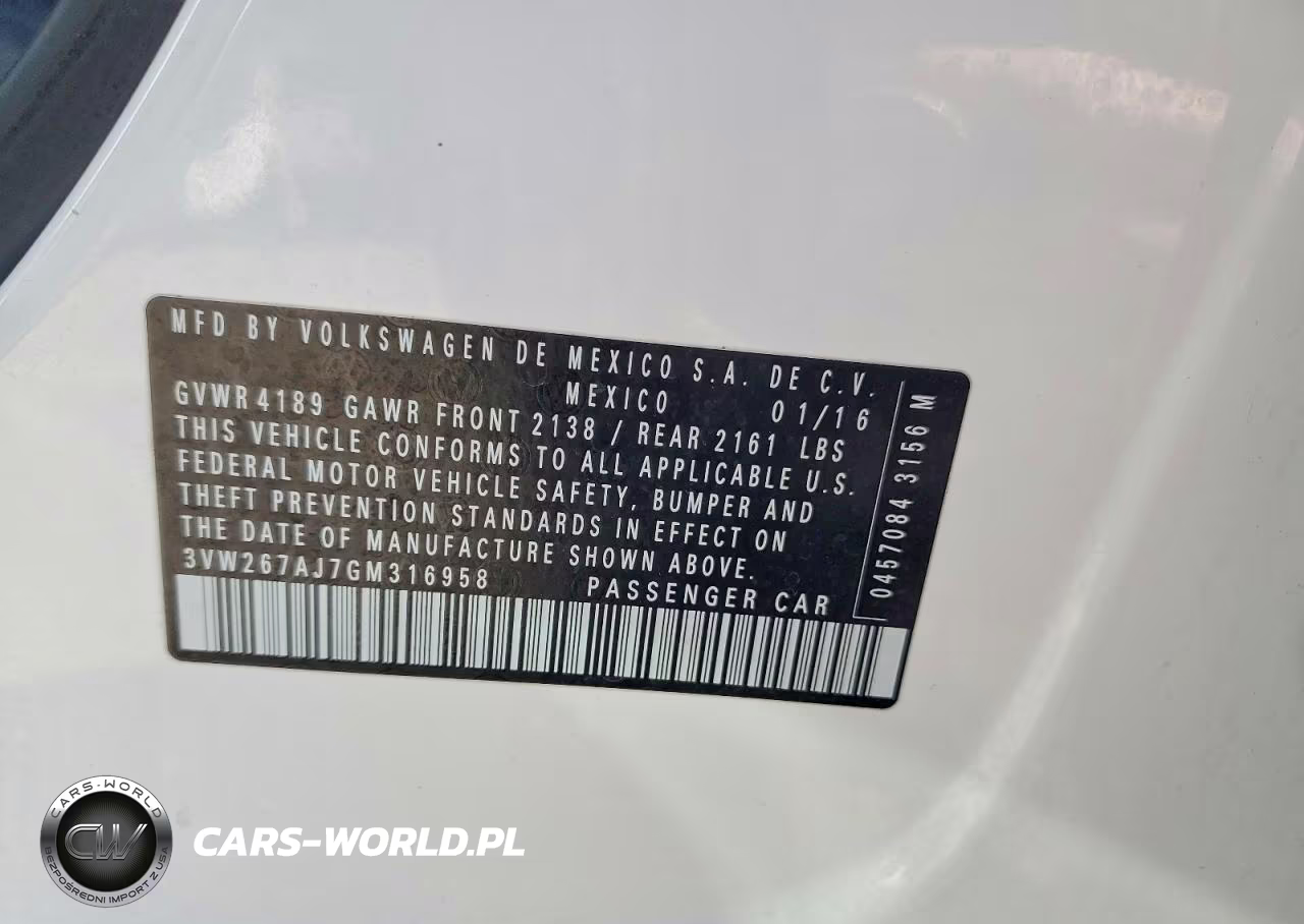 2016 Volkswagen Jetta S VIN:3VW267AJ7GM316958 - 12
