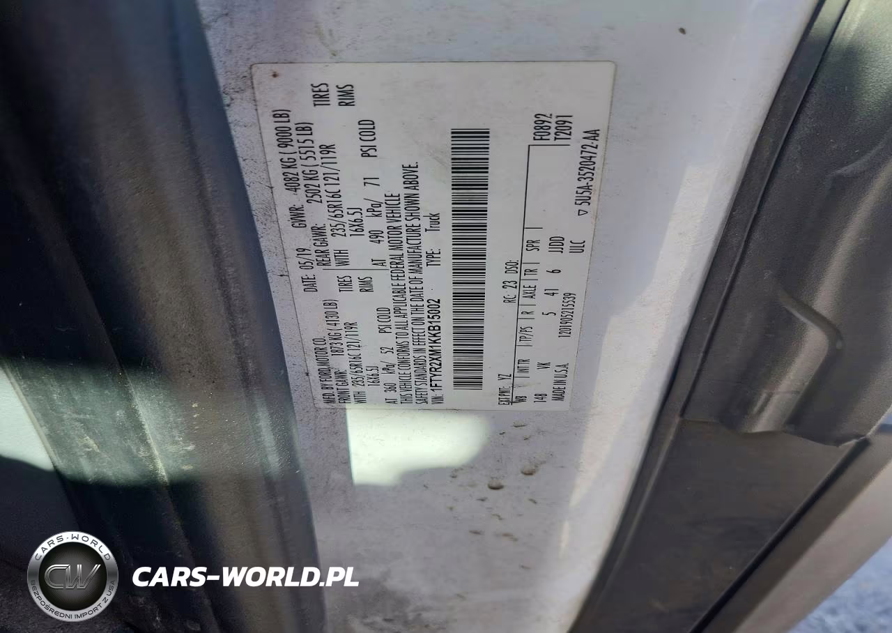 2019 Ford Transit T-250 VIN:1FTYR2XM1KKB15002 - 13