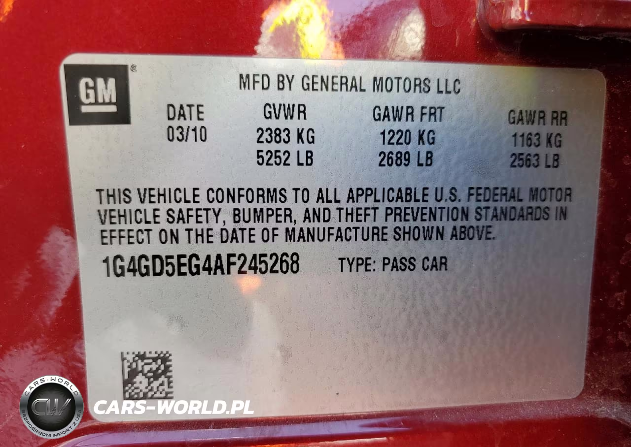 2010 Buick Lacrosse Cxl VIN:1G4GD5EG4AF245268 - 13