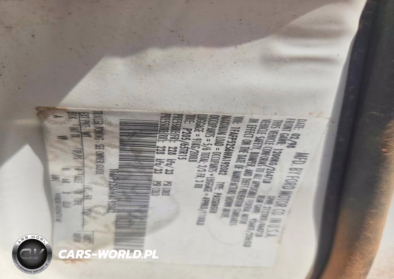 1998 Ford Tauras VIN:1FAFP52S6WA192082 - 12