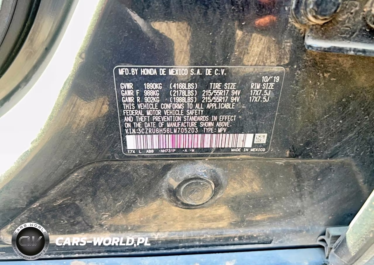 2020 Honda Hr-V Awd Ex VIN:3CZRU6H56LM705203 - 10