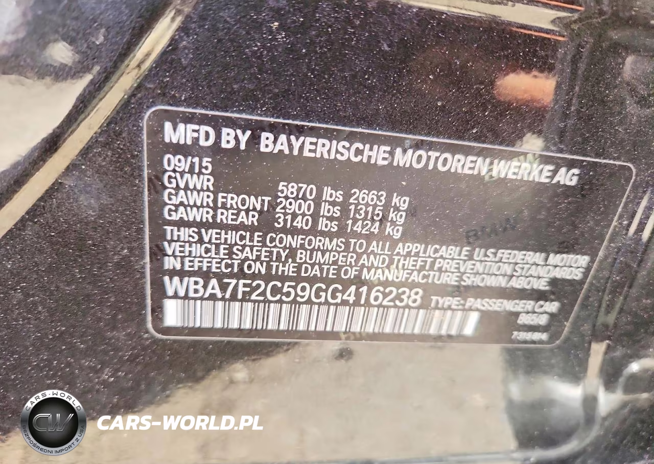 2016 BMW 750 Xi VIN:WBA7F2C59GG416238 - 12