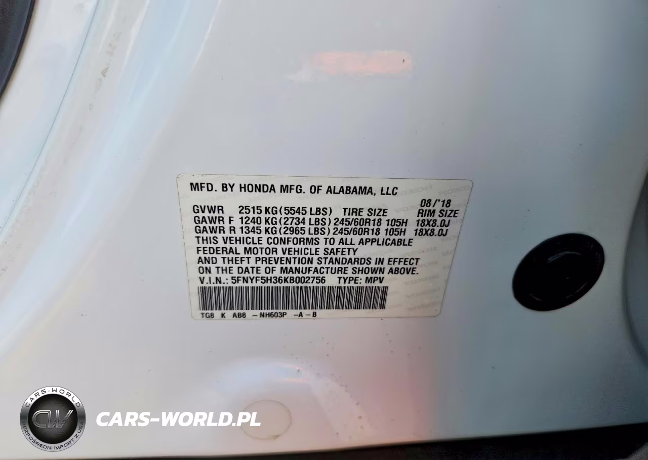 2019 Honda Pilot Ex VIN:5FNYF5H36KB002756 - 13