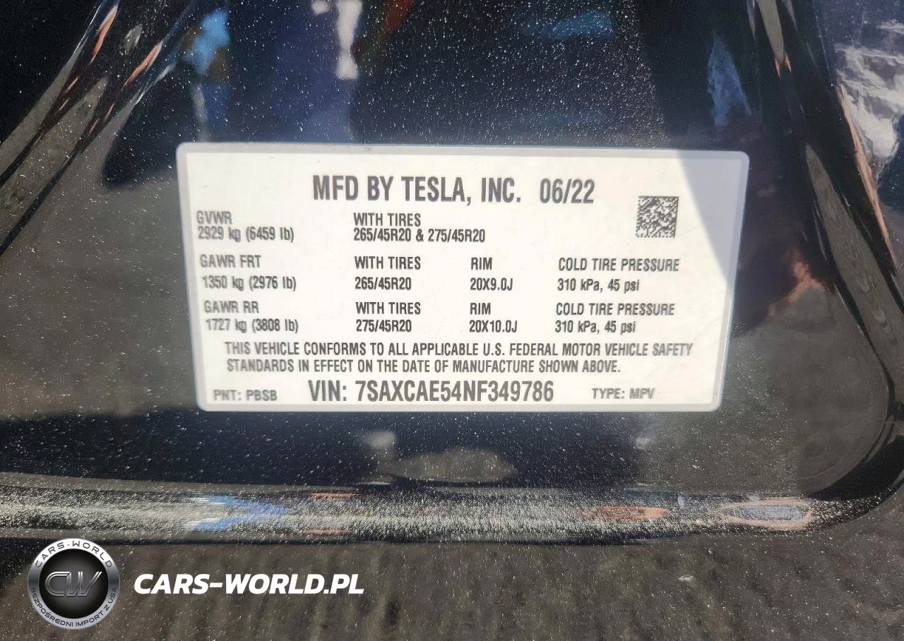 2022 Tesla Model X VIN:7SAXCAE54NF349786 - 13